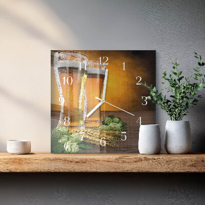 Horloge carrée en verre Verres de bière