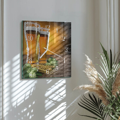 Horloge carrée en verre Verres de bière