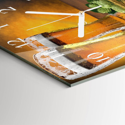 Horloge carrée en verre Verres de bière
