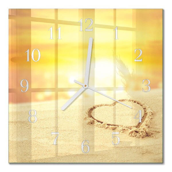 Horloge murale carrée Cœur dans le sable