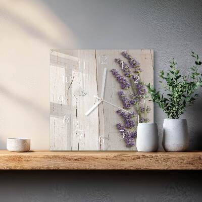 Horloge carrée en verre Lavande