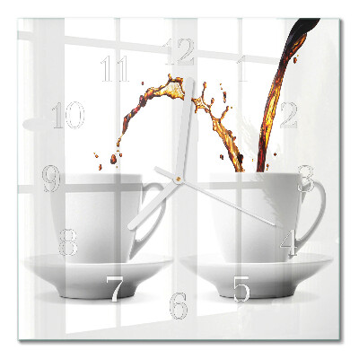 Horloge carrée en verre Tasses de café