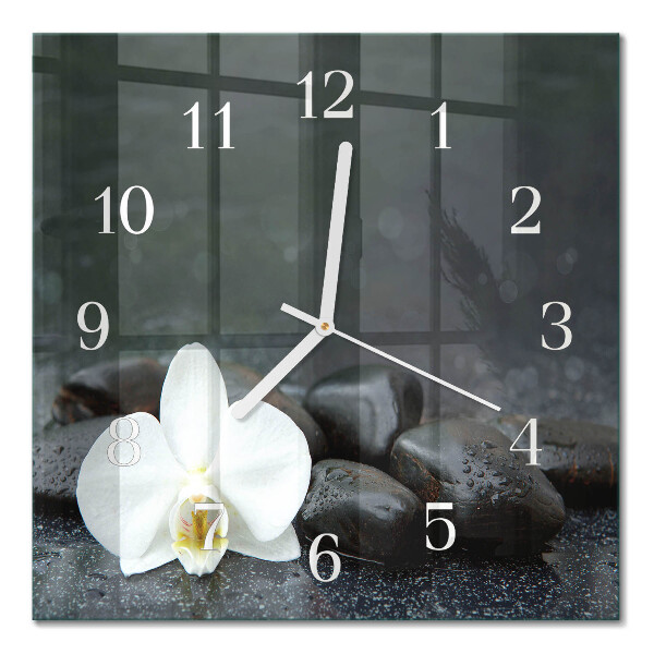Horloge murale carrée Fleurs et pierres