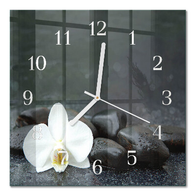Horloge murale carrée Fleurs et pierres