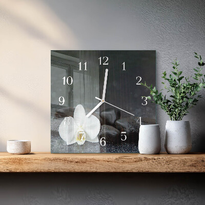 Horloge murale carrée Fleurs et pierres