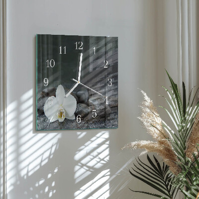 Horloge murale carrée Fleurs et pierres