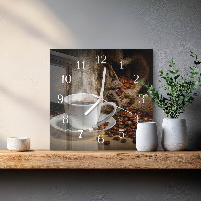 Horloge carrée en verre Café