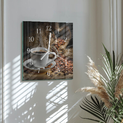Horloge carrée en verre Café