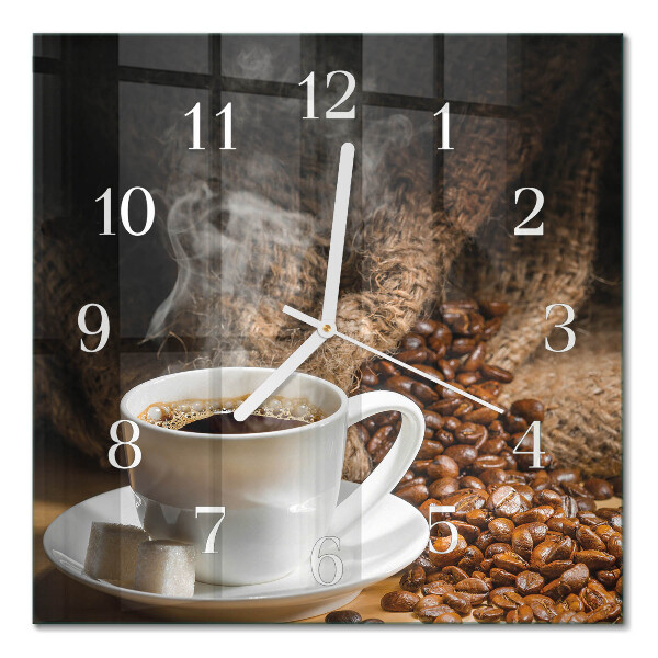 Horloge carrée en verre Café