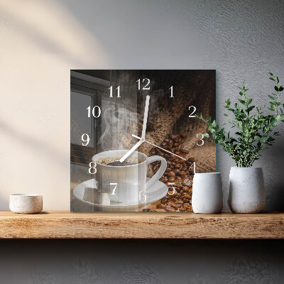Horloge carrée en verre Café
