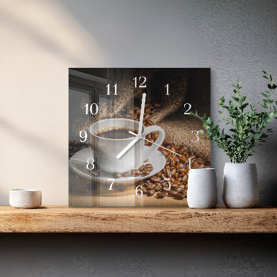 Horloge carrée en verre Café