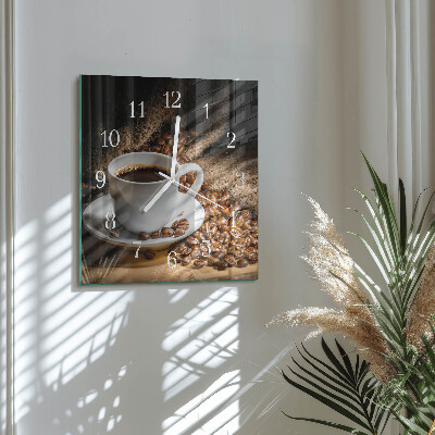 Horloge carrée en verre Café