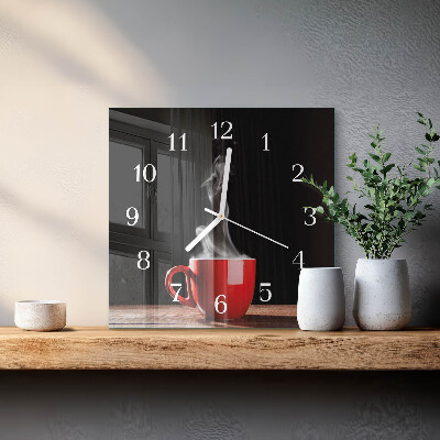 Horloge murale carrée Une tasse de café
