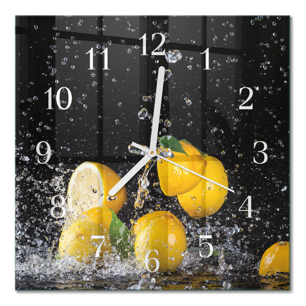 Horloge carrée en verre Citrons