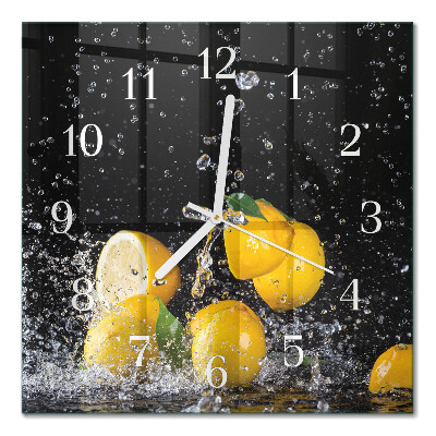 Horloge carrée en verre Citrons