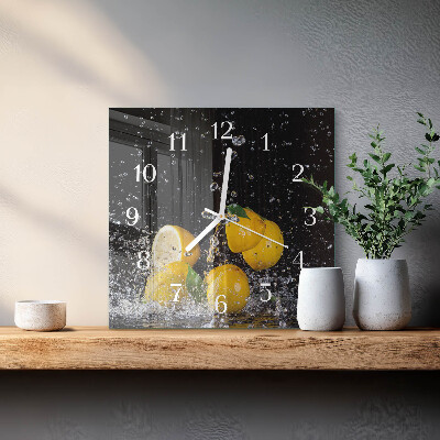 Horloge carrée en verre Citrons