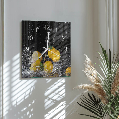 Horloge carrée en verre Citrons