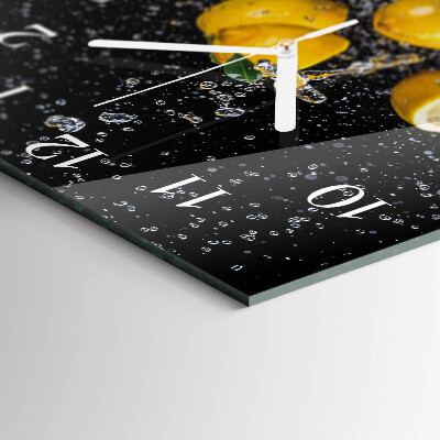Horloge carrée en verre Citrons