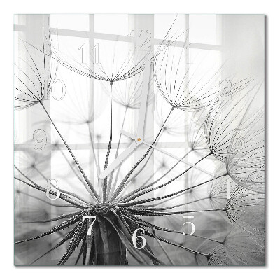 Horloge carrée en verre Pissenlit