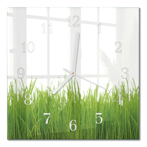 Horloge carrée en verre Herbe