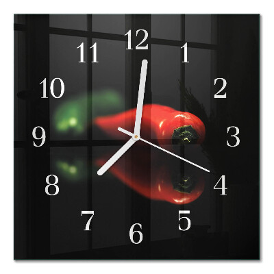 Horloge carrée en verre Poivre