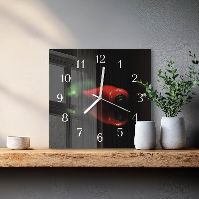 Horloge carrée en verre Poivre