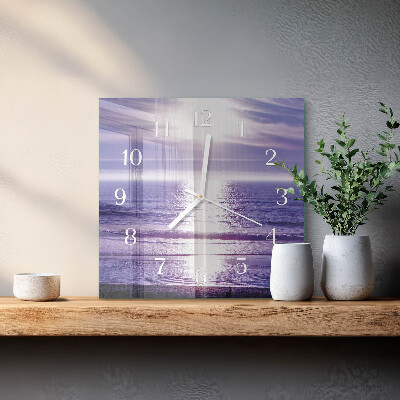 Horloge carrée en verre Mer