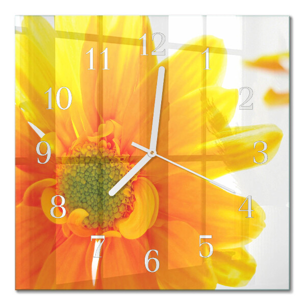 Horloge carrée en verre Fleur