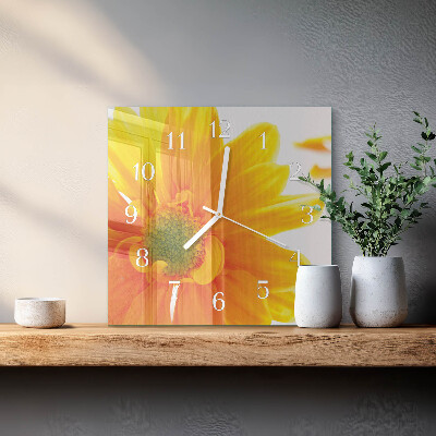 Horloge carrée en verre Fleur