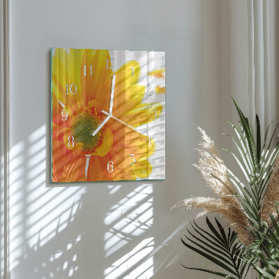Horloge carrée en verre Fleur