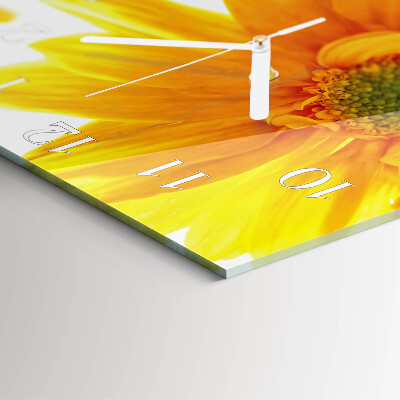 Horloge carrée en verre Fleur