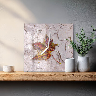 Horloge carrée en verre Feuille d'érable