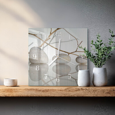 Horloge carrée en verre Pierres