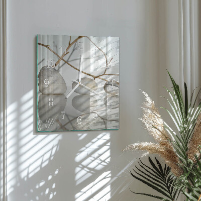 Horloge carrée en verre Pierres