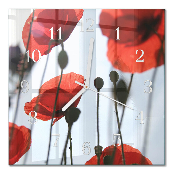 Horloge carrée en verre Pavot