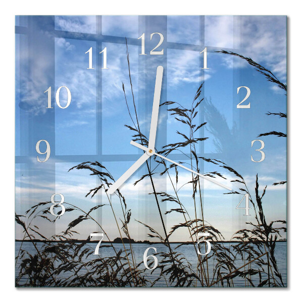 Horloge carrée en verre Herbe