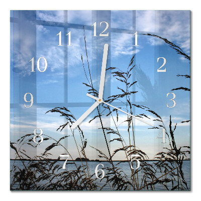 Horloge carrée en verre Herbe