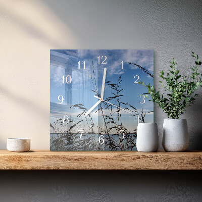 Horloge carrée en verre Herbe