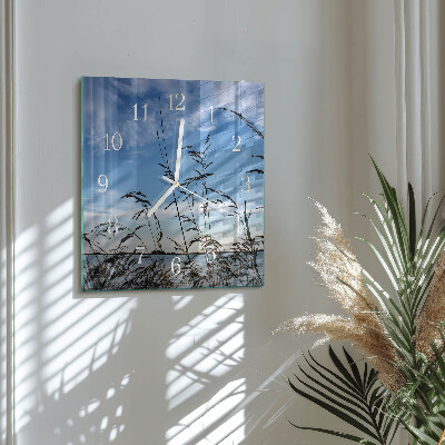 Horloge carrée en verre Herbe