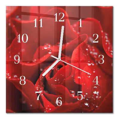 Horloge carrée en verre Rose