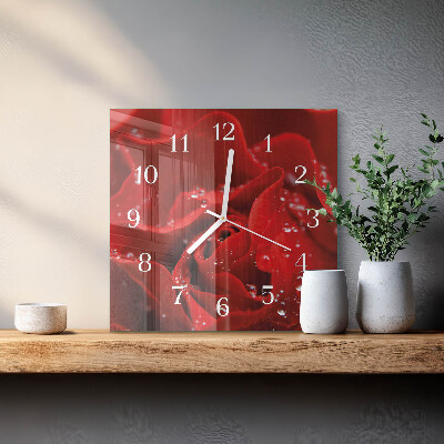 Horloge carrée en verre Rose