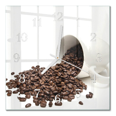 Horloge carrée en verre Une tasse de café