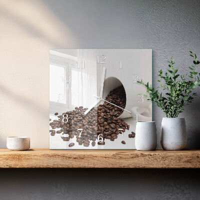 Horloge carrée en verre Une tasse de café