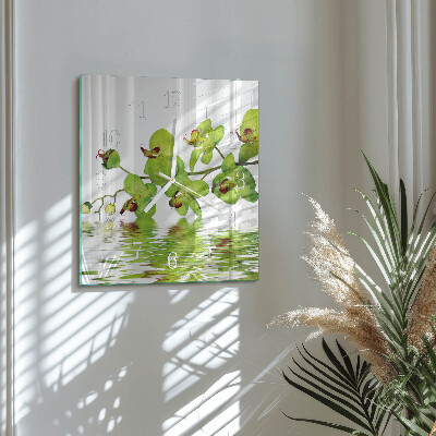 Horloge carrée en verre Orchidée