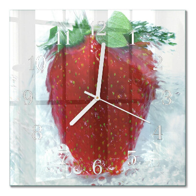 Horloge carrée en verre Fraise