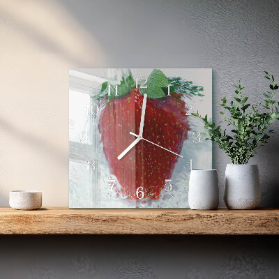Horloge carrée en verre Fraise