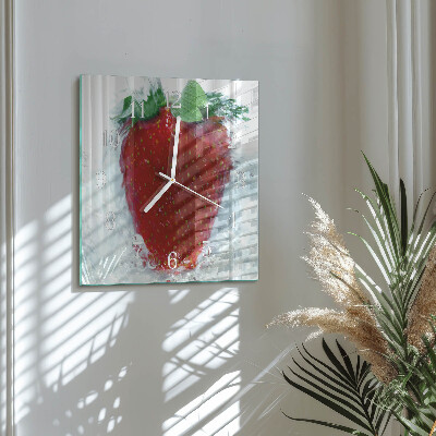 Horloge carrée en verre Fraise