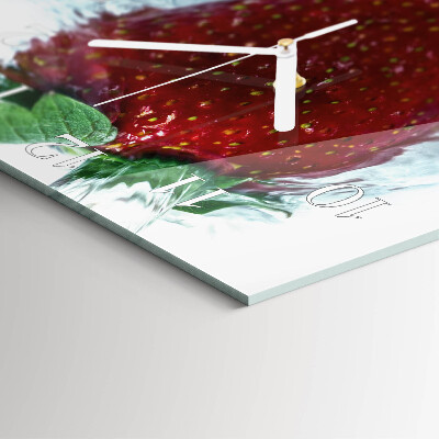 Horloge carrée en verre Fraise