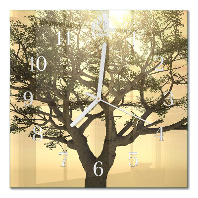Horloge carrée en verre Arbre