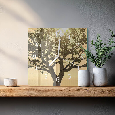 Horloge carrée en verre Arbre